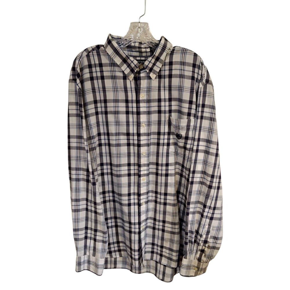 Chaps Long Sleeve Button Down Mens‎ Size 2XL Blue Patterned Plaid Shirt